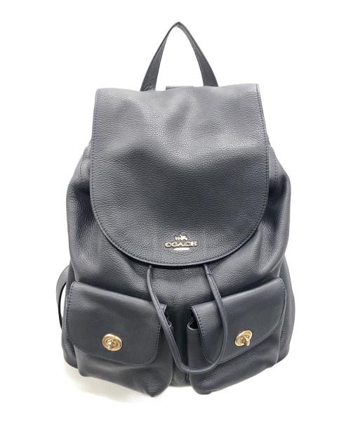 COACH（コーチ）COACH (コーチ) レザーリュック ネイビー サイズ:実寸サイズにてご確認ください。の古着・服飾アイテム
