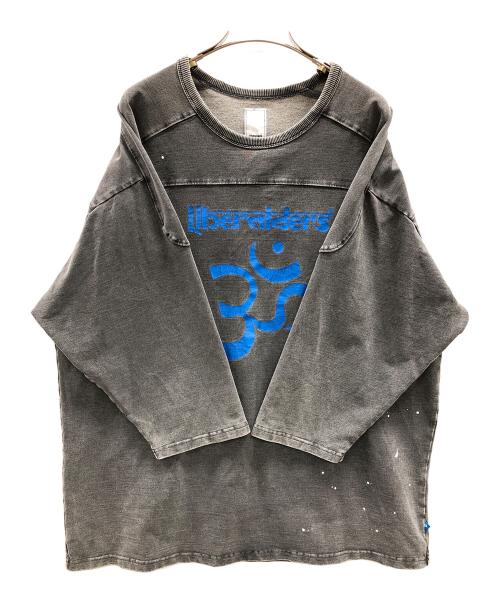 Liberaiders（リベレイダース）Liberaiders (リベレイダース) フットボールTシャツ INDIGO DYED CREWNECK T（インディゴ ダイド クルーネック ティー） グレー×ブルー サイズ:LARGEの古着・服飾アイテム