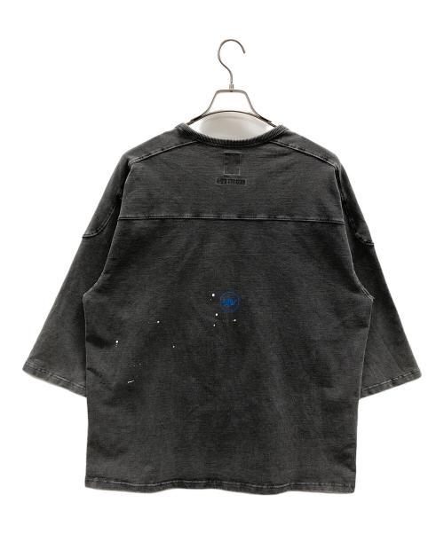 Liberaiders（リベレイダース）Liberaiders (リベレイダース) フットボールTシャツ INDIGO DYED CREWNECK T（インディゴ ダイド クルーネック ティー） グレー×ブルー サイズ:LARGEの古着・服飾アイテム