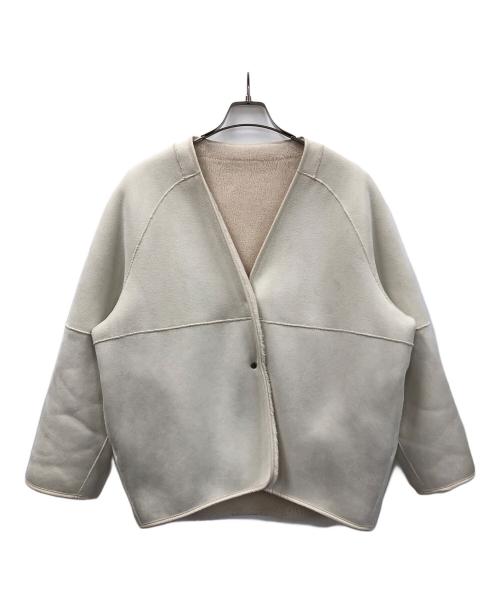 PASSIONE（パシオーネ）PASSIONE (パシオーネ) コート ノーカラーリバーシブルボアジャケット アイボリー サイズ:38の古着・服飾アイテム