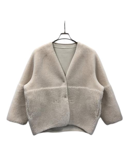 PASSIONE（パシオーネ）PASSIONE (パシオーネ) コート ノーカラーリバーシブルボアジャケット アイボリー サイズ:38の古着・服飾アイテム