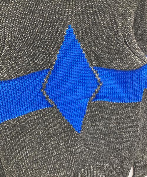DIESEL（ディーゼル）DIESEL (ディーゼル) 厚手ニット ブラック×ブルー サイズ:実寸サイズにてご確認くださいの古着・服飾アイテム