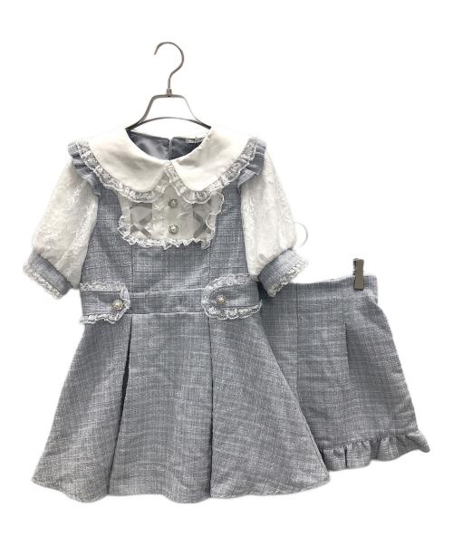 noemie（ノエミー）noemie (ノエミー) ツイードセットアップ スカイブルー サイズ:Mの古着・服飾アイテム