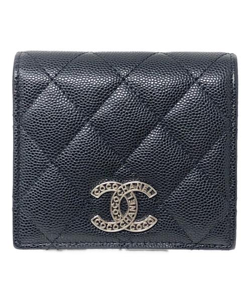 CHANEL（シャネル）CHANEL (シャネル) 2つ折り財布 マトラッセ キャビアスキン ブラック サイズ:実寸サイズにてご確認ください。の古着・服飾アイテム