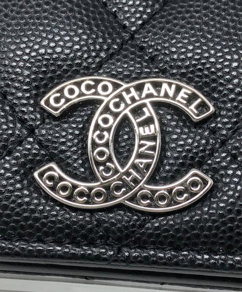 CHANEL（シャネル）CHANEL (シャネル) 2つ折り財布 マトラッセ キャビアスキン ブラック サイズ:実寸サイズにてご確認ください。の古着・服飾アイテム