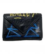 BALENCIAGAバレンシアガ）の古着「グラフィティ 3つ折り財布 コンパクトウォレット」｜ブラック