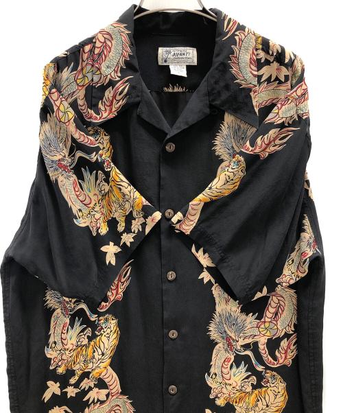 AVANTI（アヴァンティ）AVANTI (アヴァンティ) アロハシャツ Dragon&Tiger（ドラゴンアンドタイガー） ブラック サイズ:Lの古着・服飾アイテム