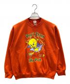LOONEY TUNESルーニーチューンズ）の古着「スウェット Y2K Tweety Bird Halloween Crewneck（ワイツーケー トゥイーティー バード ハロウィン クルーネック）」｜オレンジ