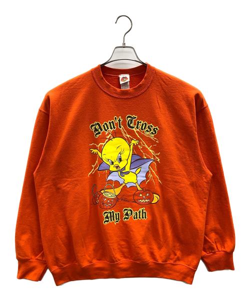 LOONEY TUNES（ルーニーチューンズ）LOONEY TUNES (ルーニーチューンズ) スウェット Y2K Tweety Bird Halloween Crewneck（ワイツーケー トゥイーティー バード ハロウィン クルーネック） オレンジ サイズ:XLの古着・服飾アイテム