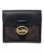 COACHコーチ）の古着「3つ折り財布」｜ブラック×ブラウン