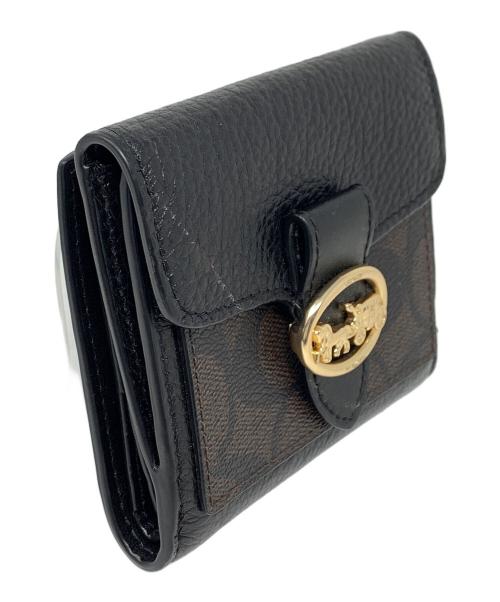 COACH（コーチ）COACH (コーチ) 3つ折り財布 ブラック×ブラウン サイズ:実寸サイズにてご確認ください。の古着・服飾アイテム