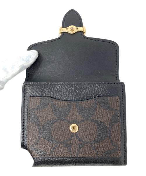 COACH（コーチ）COACH (コーチ) 3つ折り財布 ブラック×ブラウン サイズ:実寸サイズにてご確認ください。の古着・服飾アイテム
