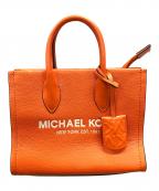 MICHAEL KORSマイケル・コース）の古着「2WAYバッグ ショルダーバッグ ハンドバッグ ミレラ レザー ロゴ スモール ショッパー トップ ジップ クロスボディー」｜オレンジ