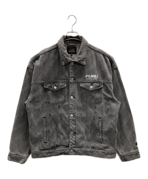 FUBU（フブ）FUBU (フブ) デニムジャケット PATTERN DENIM JACKET（パターン デニム ジャケット） グレー サイズ:Mの古着・服飾アイテム