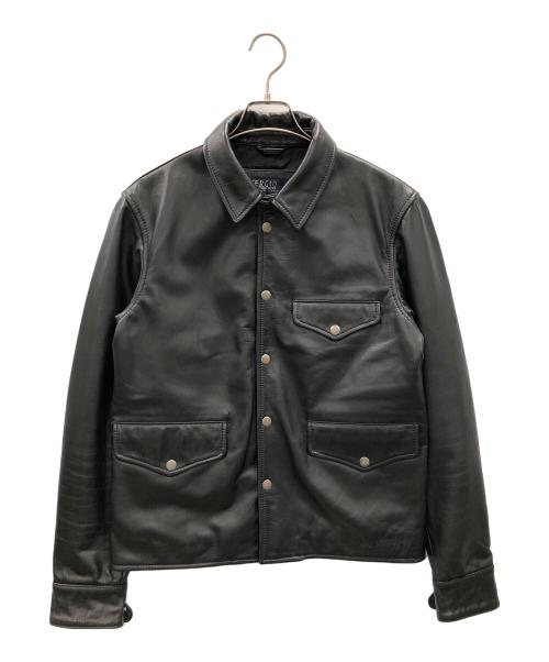sergio（セルジオ）sergio (セルジオ) Haruf (ハルフ) レザージャケット カバーオールジャケット ブラック サイズ:XLの古着・服飾アイテム