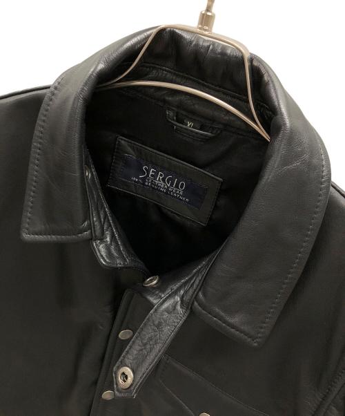 sergio（セルジオ）sergio (セルジオ) Haruf (ハルフ) レザージャケット カバーオールジャケット ブラック サイズ:XLの古着・服飾アイテム