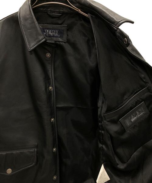 sergio（セルジオ）sergio (セルジオ) Haruf (ハルフ) レザージャケット カバーオールジャケット ブラック サイズ:XLの古着・服飾アイテム