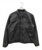 Liugoo Leathersリューグーレザーズ）の古着「シープスキン レザートラッカージャケット」｜ブラック