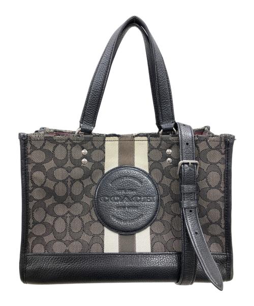 COACH（コーチ）COACH (コーチ) 2WAYバッグ ハンドバッグ ショルダーバッグ デンプシー キャリオール シグネチャー ジャカード ストライプ アンド パッチ ブラック サイズ:実寸サイズにてご確認ください。の古着・服飾アイテム