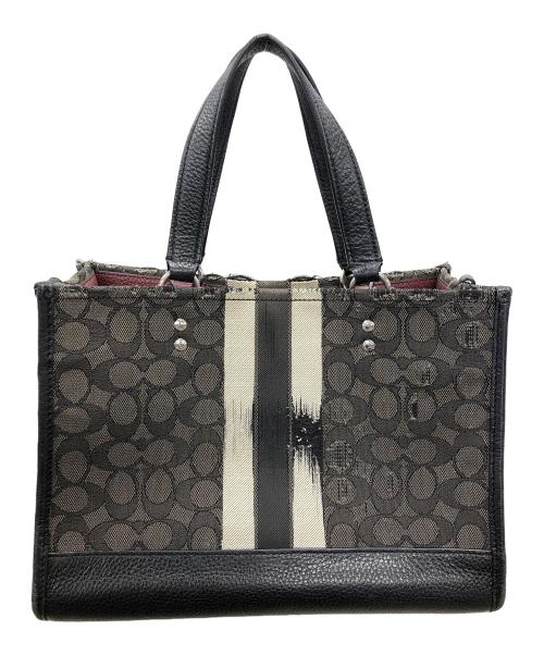 COACH（コーチ）COACH (コーチ) 2WAYバッグ ハンドバッグ ショルダーバッグ デンプシー キャリオール シグネチャー ジャカード ストライプ アンド パッチ ブラック サイズ:実寸サイズにてご確認ください。の古着・服飾アイテム