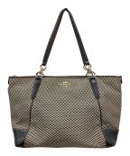COACHコーチ）の古着「レガシー エクスプローデッド ジャガード アヴァ トートバッグ」｜ベージュ×ブラック