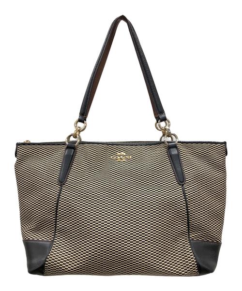 COACH（コーチ）COACH (コーチ) レガシー エクスプローデッド ジャガード アヴァ トートバッグ ベージュ×ブラック サイズ:実寸サイズにてご確認ください。の古着・服飾アイテム