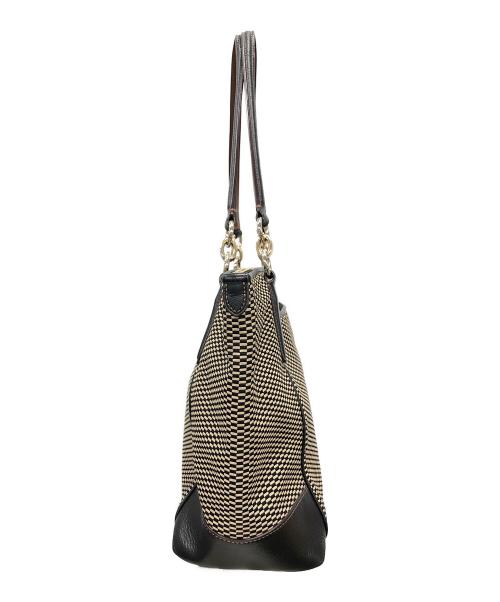 COACH（コーチ）COACH (コーチ) レガシー エクスプローデッド ジャガード アヴァ トートバッグ ベージュ×ブラック サイズ:実寸サイズにてご確認ください。の古着・服飾アイテム
