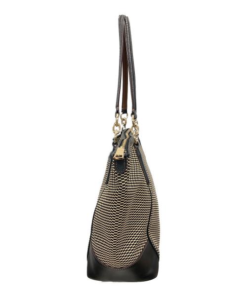 COACH（コーチ）COACH (コーチ) レガシー エクスプローデッド ジャガード アヴァ トートバッグ ベージュ×ブラック サイズ:実寸サイズにてご確認ください。の古着・服飾アイテム