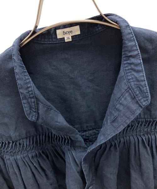 SCYE（サイ）SCYE (サイ) 半袖ブラウス リネンキャンブリック タックハーフスリーブブラウス ネイビー サイズ:38の古着・服飾アイテム