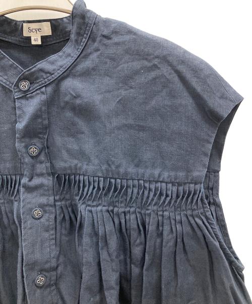 SCYE（サイ）SCYE (サイ) ノースリーブブラウス オーガニック リネン ピンタック スリーブレス シャツ ネイビー サイズ:40の古着・服飾アイテム