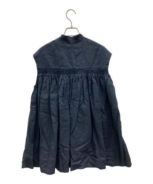 SCYE（サイ）SCYE (サイ) ノースリーブブラウス オーガニック リネン ピンタック スリーブレス シャツ ネイビー サイズ:40の古着・服飾アイテム