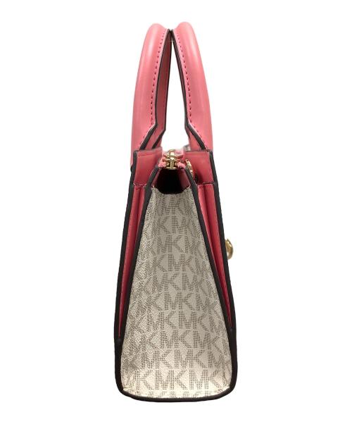 MICHAEL KORS（マイケル・コース）MICHAEL KORS (マイケル・コース) ハンドバッグ SHEILA（シェイラ）センタージップ サッチェル スモール MK（エムケー）シグネチャー ベージュ×ピンク サイズ:実寸サイズにてご確認ください。の古着・服飾アイテム