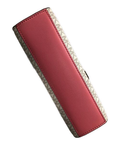 MICHAEL KORS（マイケル・コース）MICHAEL KORS (マイケル・コース) ハンドバッグ SHEILA（シェイラ）センタージップ サッチェル スモール MK（エムケー）シグネチャー ベージュ×ピンク サイズ:実寸サイズにてご確認ください。の古着・服飾アイテム