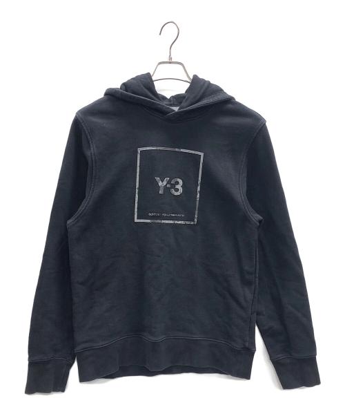 Y-3（ワイスリー）Y-3 (ワイスリー) スクエアラベルロゴ グラフィック プルオーバー パーカー ブラック サイズ:Sの古着・服飾アイテム