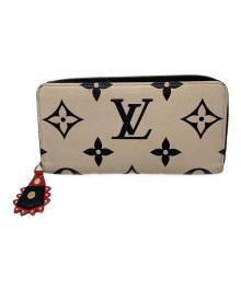 LOUIS VUITTON（ルイ ヴィトン）の古着「長財布 ジッピー ウォレット モノグラム・アンプラント 」｜ベージュ×ブラック