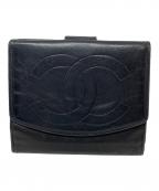 CHANELシャネル）の古着「Wホック財布」｜ブラック