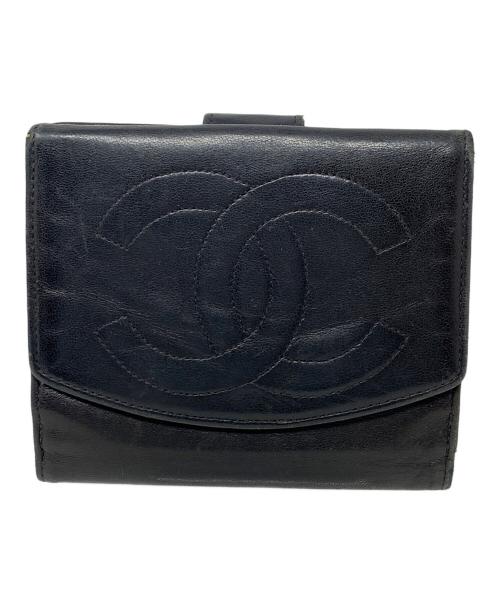 CHANEL（シャネル）CHANEL (シャネル) Wホック財布 ブラック サイズ:実寸サイズにてご確認ください。の古着・服飾アイテム