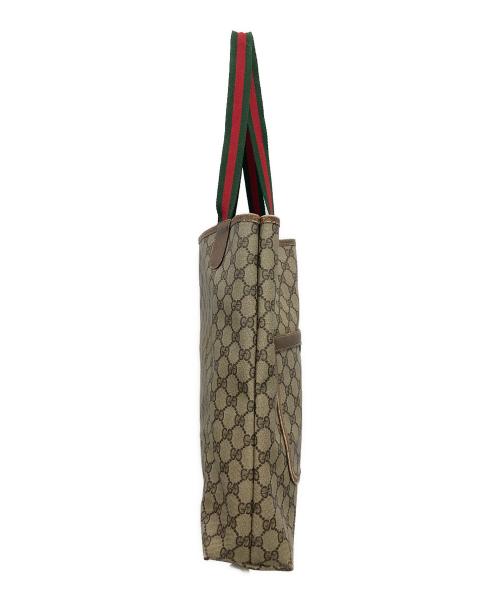 GUCCI（グッチ）GUCCI (グッチ) GG（ジージー）スプリーム シェリーライン トートバッグ ブラウン サイズ:実寸サイズにてご確認下さい。の古着・服飾アイテム