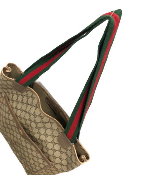 GUCCI（グッチ）GUCCI (グッチ) GG（ジージー）スプリーム シェリーライン トートバッグ ブラウン サイズ:実寸サイズにてご確認下さい。の古着・服飾アイテム