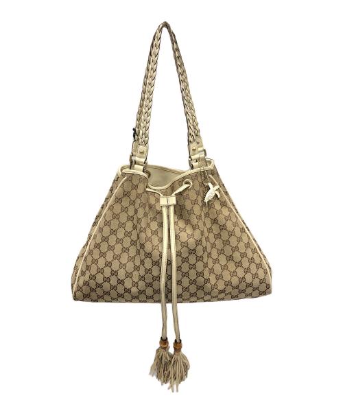 GUCCI（グッチ）GUCCI (グッチ) トートバッグ GG（ジージー）キャンバス バンブー ベージュ サイズ:実寸サイズにてご確認下さい。の古着・服飾アイテム