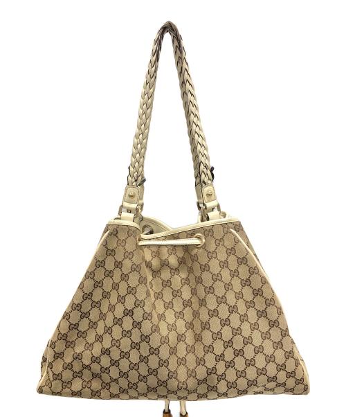 GUCCI（グッチ）GUCCI (グッチ) トートバッグ GG（ジージー）キャンバス バンブー ベージュ サイズ:実寸サイズにてご確認下さい。の古着・服飾アイテム