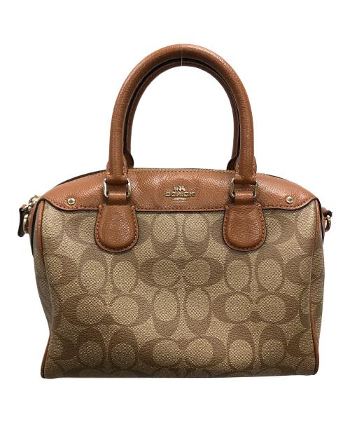 COACH（コーチ）COACH (コーチ) 2WAYバッグ ハンドバッグ ショルダーバッグ シグネチャー ベネット ミニ サッチェル ブラウン サイズ:実寸サイズにてご確認下さい。の古着・服飾アイテム