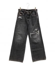 DIESEL（ディーゼル）の古着「D-RISE（ディー-ライズ）ダメージ加工ワイドデニムパンツ」｜グレー