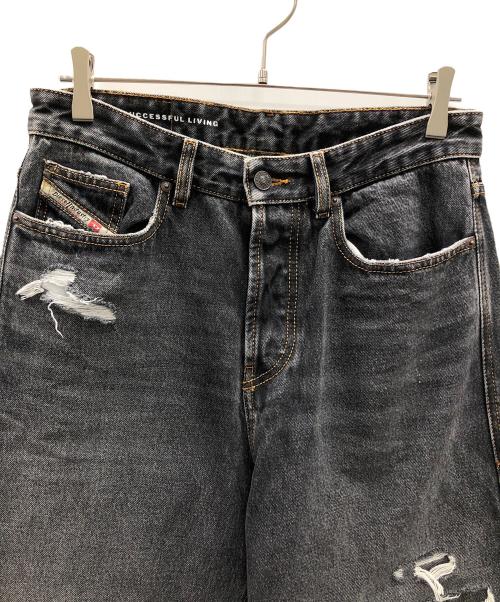 DIESEL（ディーゼル）DIESEL (ディーゼル) D-RISE（ディー-ライズ）ダメージ加工ワイドデニムパンツ グレー サイズ:W28 L30の古着・服飾アイテム