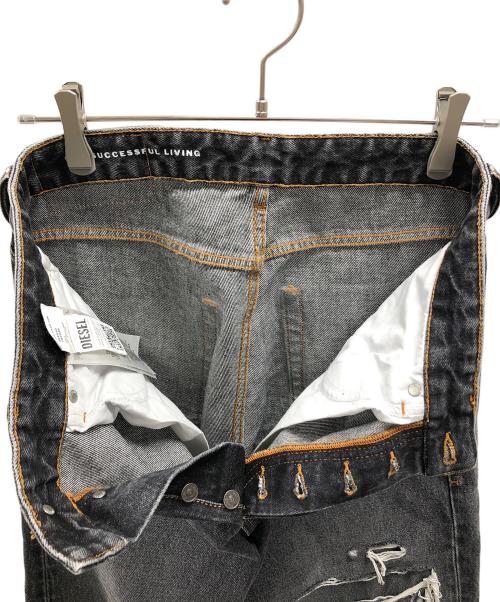 DIESEL（ディーゼル）DIESEL (ディーゼル) D-RISE（ディー-ライズ）ダメージ加工ワイドデニムパンツ グレー サイズ:W28 L30の古着・服飾アイテム