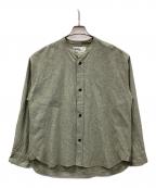 MHLエムエイチエル）の古着「長袖シャツ COTTON LINEN CHAMBRAY（コットン リネン シャンブレー）」｜グリーン