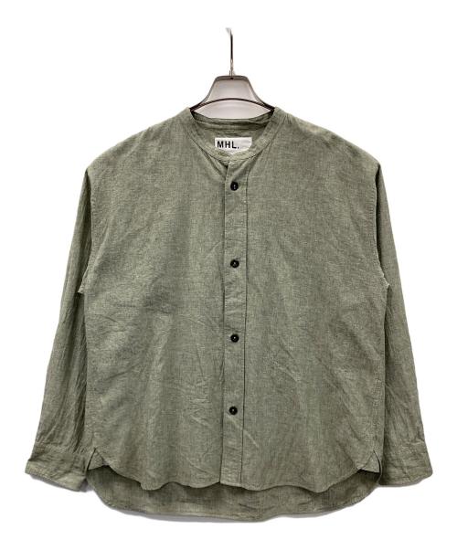 MHL（エムエイチエル）MHL (エムエイチエル) 長袖シャツ COTTON LINEN CHAMBRAY（コットン リネン シャンブレー） グリーン サイズ:Lの古着・服飾アイテム
