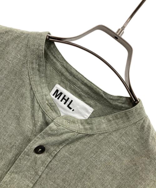 MHL（エムエイチエル）MHL (エムエイチエル) 長袖シャツ COTTON LINEN CHAMBRAY（コットン リネン シャンブレー） グリーン サイズ:Lの古着・服飾アイテム