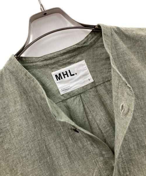 MHL（エムエイチエル）MHL (エムエイチエル) 長袖シャツ COTTON LINEN CHAMBRAY（コットン リネン シャンブレー） グリーン サイズ:Lの古着・服飾アイテム