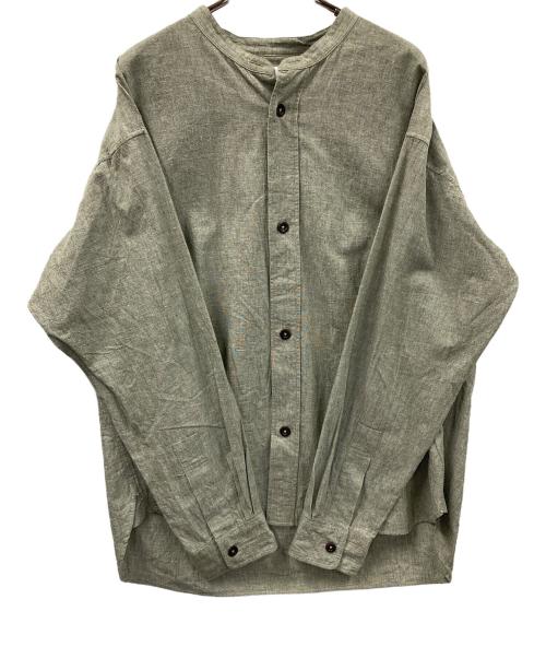 MHL（エムエイチエル）MHL (エムエイチエル) 長袖シャツ COTTON LINEN CHAMBRAY（コットン リネン シャンブレー） グリーン サイズ:Lの古着・服飾アイテム